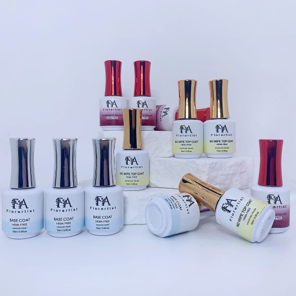 Hema Free Clear Top Coat Gel Base and TPO FREE Matte Top Coat Nail Polish No Wipe High Shine UV Top Coat