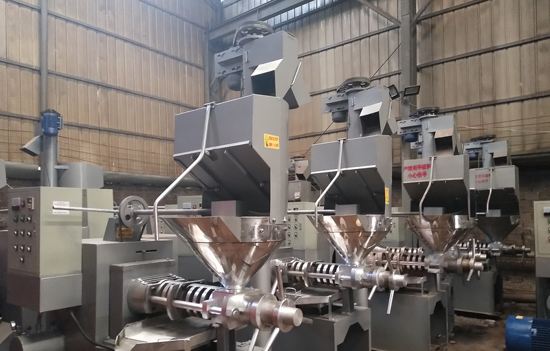 Simple operation large capacity oil presser with oil cake feeding system