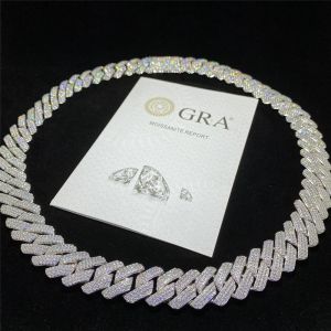 Miami Iced Out Moissanite Mens Cuban Link Chain Rappers 925 Sterling Silver Iced