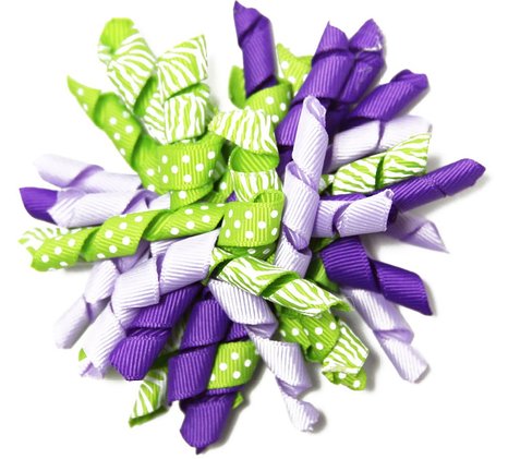 Colorful 4.5" Grosgrain with dot Curling / Curly Ribbon bow for Korker Hair Bow Clips