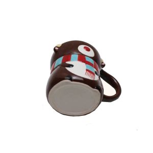 Handpainted Christmas 3D Bear Mug , 335ml Capacity Stoneware Strong Dolomite