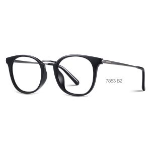Plastic Flexible Optical Glasses Frames Metal Temple Square Eyeglasses Frames