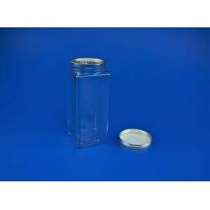 Food Grade Square 811ml Transparent Pet Biscuit Jar