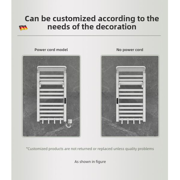 Water and Electric Heated Dual Towel Rail Rack for Wall Mounted Bathroom Installation