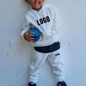 Custom Logo Puff Print Boys Clothing Set 100% Cotton Casual Kids Hoodie Jogging