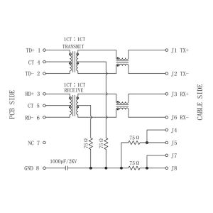 ARJ11B-MESBQ-A-B-EMU2 , LPJ0011HENL Magnetics RJ45 Modular Jack