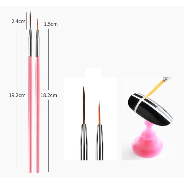 Plastic Handle Pink Nail Beauty Brush 15 pcs Painting Art Brush for Promotion 50g Size