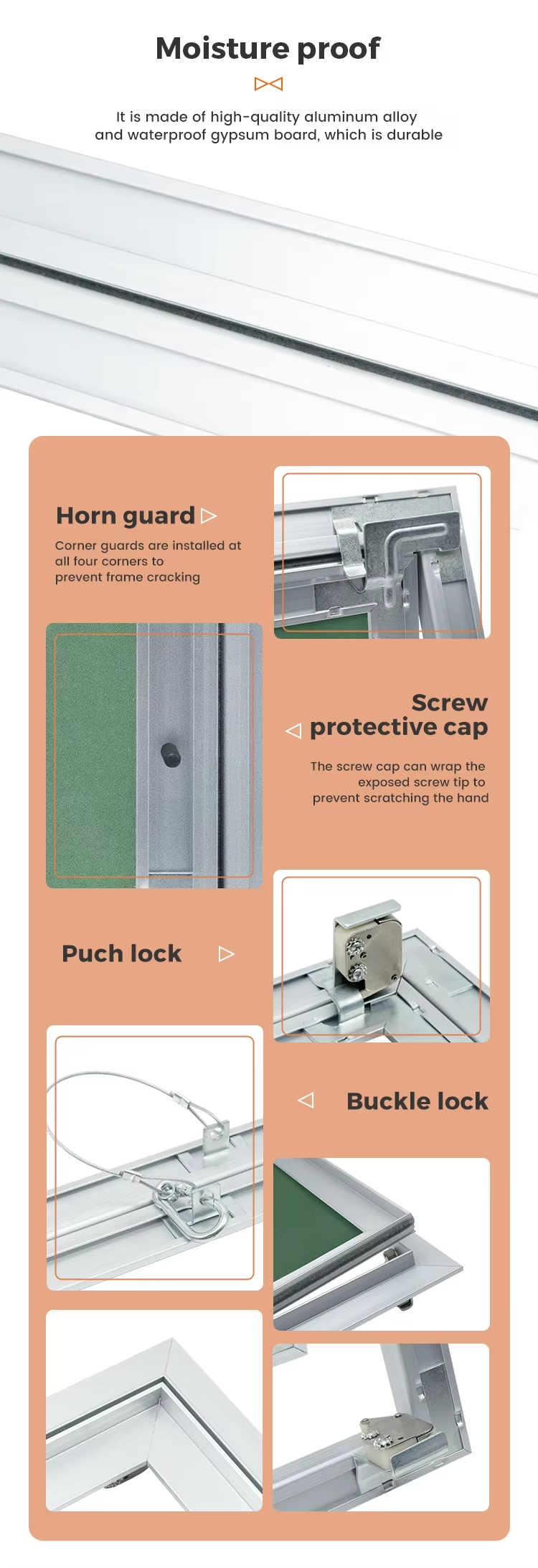 Easy Install Ceiling Tile Hinged Gypsum Access Panel for Ceiling / Wall