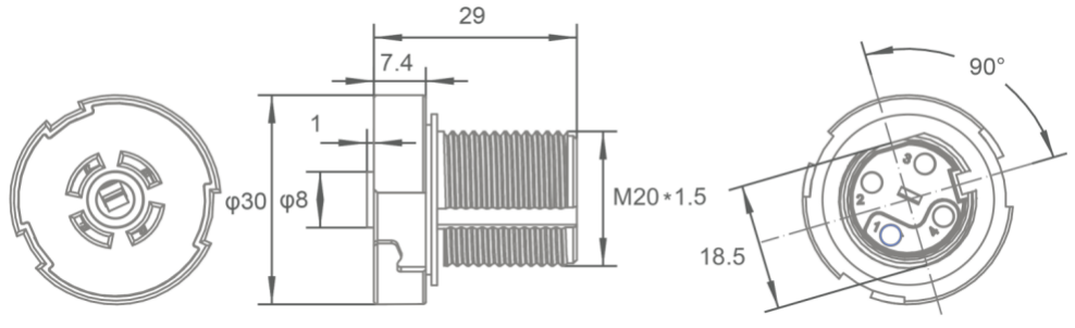 JL-700W Zhaga Socket product dimensions diagram