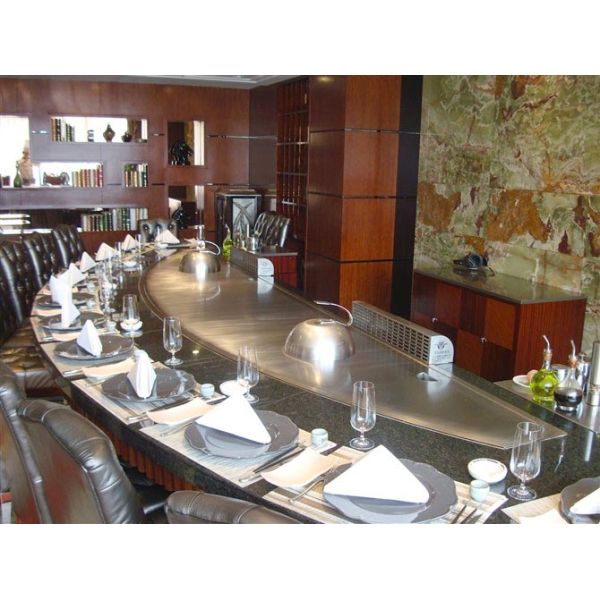 Commercial Teppanyaki Grill Table with Beef Mutton Chicken Cooking Capabilities