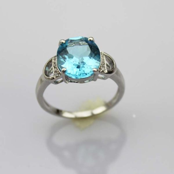 Fashion Jewelry 925 Silver 9mmx11mm Oval Amethyst Gemstone Ring with Cubic Zircon (R260)