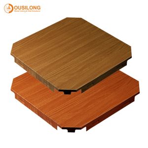 Wooden Drop Down Acoustical Aluminium Ceiling Tiles / Commercial False Metal