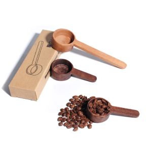 Acacia Wooden Kitchen Utensils Coffee Bean Wooden Measuring Spoon Black Milk