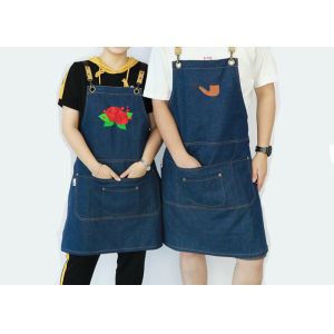 Embroidery Logo 65 X 85cm Blue Denim Apron For Garden Cleaning