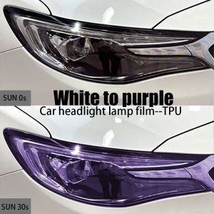 TPU Car Lamp Film Self Healing Protective White To Purple Color 0.3*15m