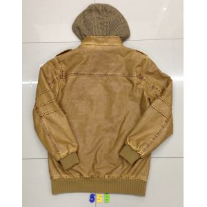 559 Men's hoody pu jacket coat