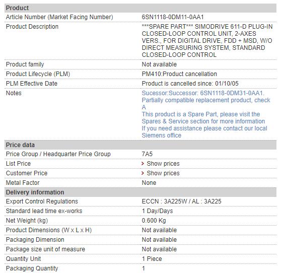 6SN1118-0DM11-0AA1 6SN1 118-0DM11-0AA1 Siemens Control Board