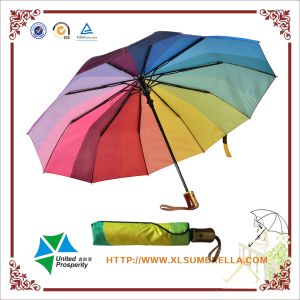 China Windproof Rainbow Two Folding Umbrella With 8mm Metal Shaft on sale