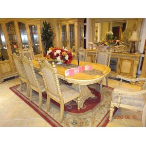 Luxurious Italian Palace Wooden Carving Dining Table Set Antique Dining Room