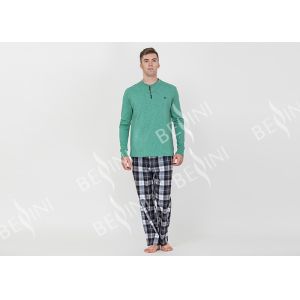 Spring Autumn Mens Luxury Sleepwear Functional Placket Side Pockets Design