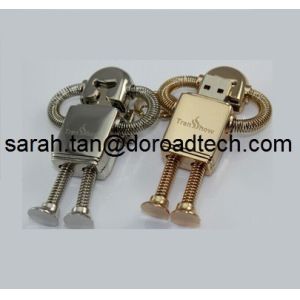 Wholesale Metal Robot USB Pen Drive with Key Chain
