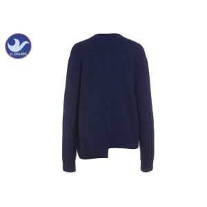 Letters Fabric Patch Embroidery Womens Knit Pullover Sweater Irregular Welt