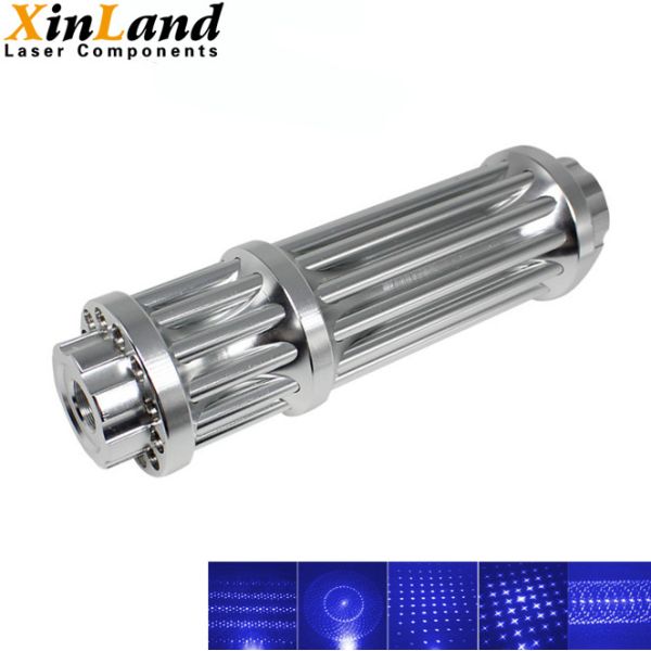 Buy 450nm 1000mW High Power Blue Laser Pointer Pen with Five Tips Twinkling Star Pattern Silver Aluninum at wholesale prices