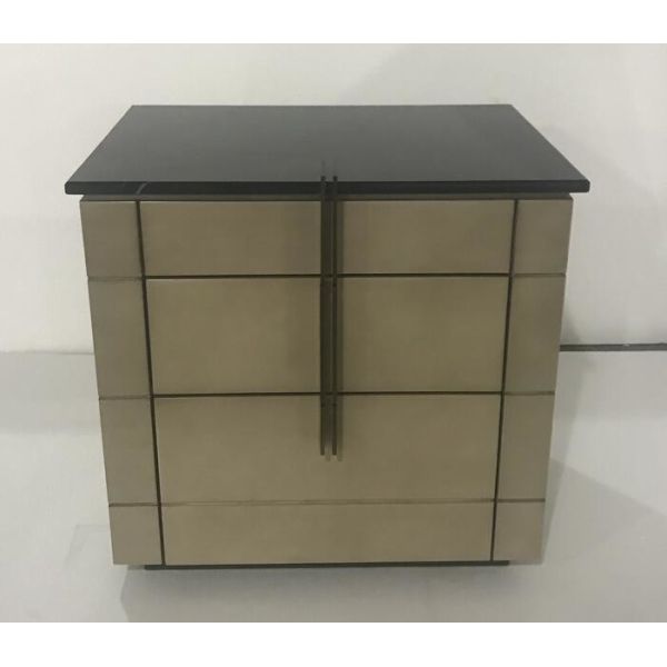 Buy Stone top 3-drawer brushed grey finsh wooden night stand for hotel bedroom furniture,bed side table at wholesale prices