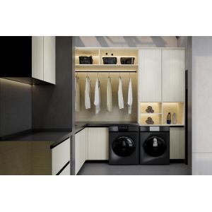 Elegant And Efficient Space Utilization Laundry Room Cupboards Stainless Steel