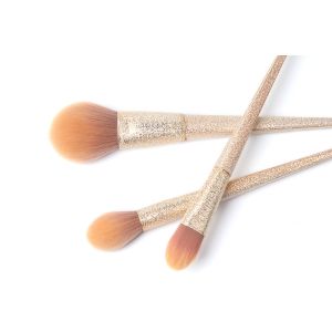 Gold Synthetic Hair Makeup Brushes Travel Kit With Plastic Handle