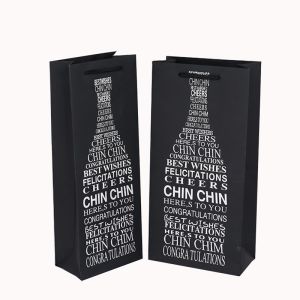 Custom Printed Bottle Paper Wine Bags with Handles Rope Handle and CMYK/PANTONE