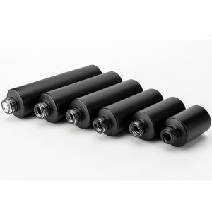 Round Matte Frosted 50ml Black Glass Cosmetic Bottles