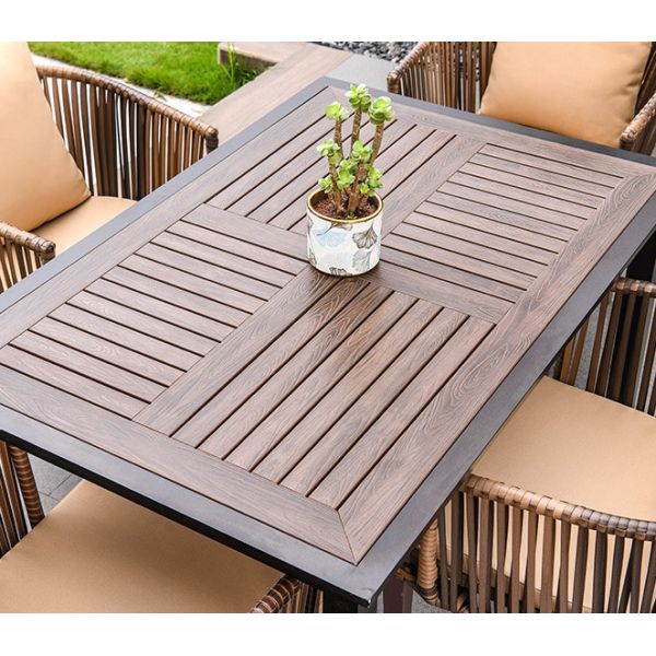 Outdoor Table And Chair Villa Courtyard Garden Leisure Terrace Plastic Wood Table Combination Of Outdoor Rattan Table