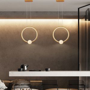 Lightweight Simple Kitchen Island Modern Ring Chandelier LED Pendant Circle