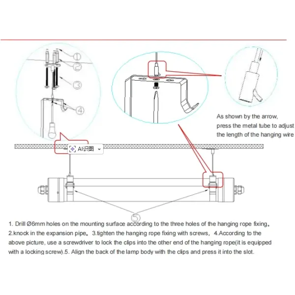 LED Tri-Proof Light Anti-Ammonia White Color Ik10 IP69K 0~10V Dim CCT Power Adjustable 170lm/W 1.6m for Diary Cow Sheep Farmyard Livestock