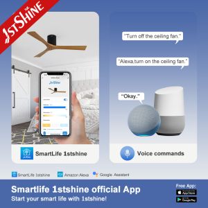 52 Inches 3 Wooden Blade Ceiling Fan With 6 Speed Remote Control DC Type Motor