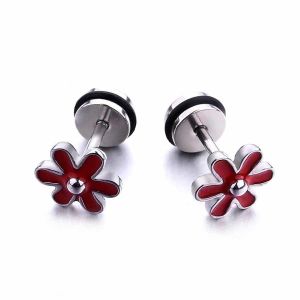 Quality Women Christmas gifts special fashion red flower shaped stud earrings for sale