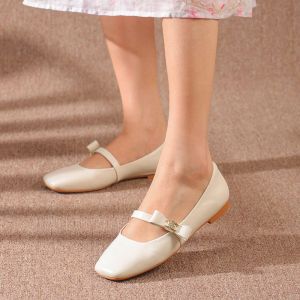HZM009 Single Shoes Women Ladies Fashion Single Shoes Square Head Shallow Mouth