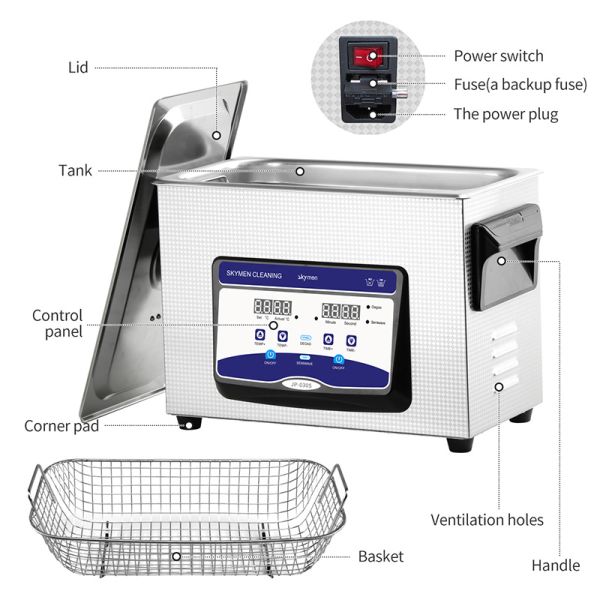 Stainless Steel Ultrasonic Digital Cleaner Machine 4.5L 40KHz Power Adjustable for Parts Cleaning