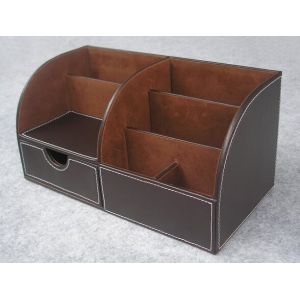 Leather Household Remote Controller Storage Box Makeup Holder