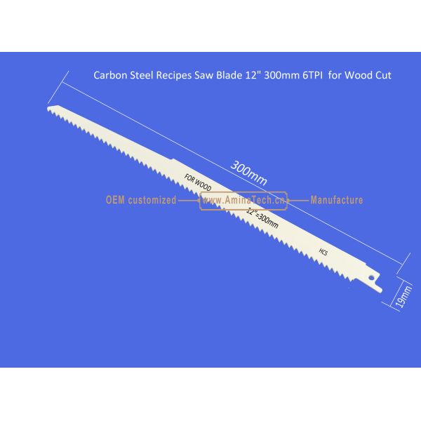 Carbon Steel Recipes Saw Blade 12" 300mm 6TPI for Wood Cut ,Power Tools