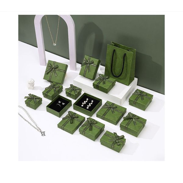 Luxury Green Jewelry Drawer Box Lid And Base Type For Necklace Bracelet Earrings Ring