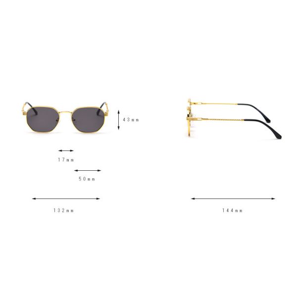 Men Women Polygon Frame Sunglasses Reflective Personality Small Frame Plain Lens Glasses