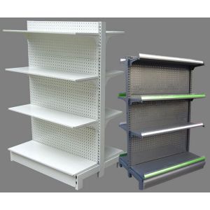 China White / Gray Supermarket Display Shelving 100KGS 900mm Double - sided on sale