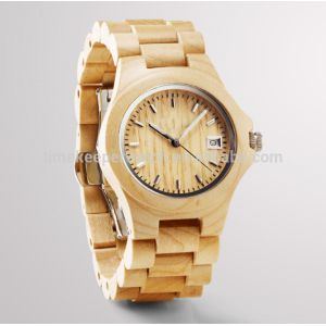 China Ebony timber , wood band watches with date function,noctilucent hands can see from dark . on sale
