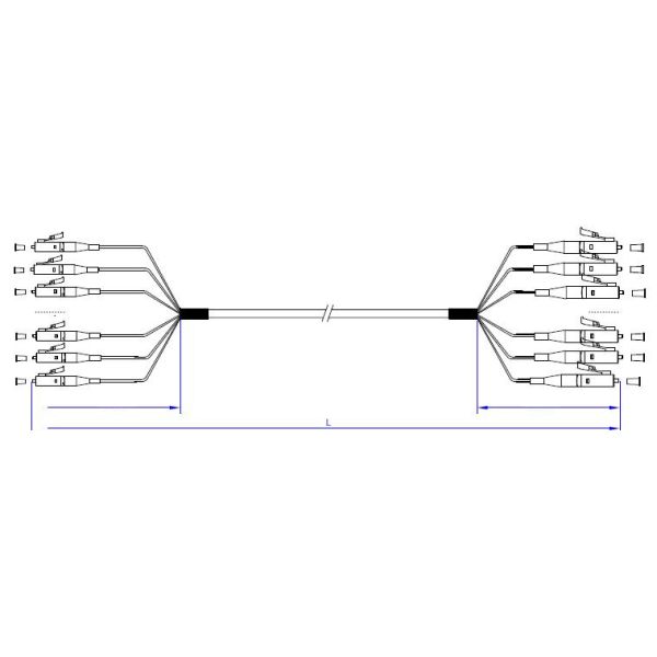 LSZH Yellow Fiber Optic Patch Cables LCAPC – LCAPC With Mini Breakout 12cm