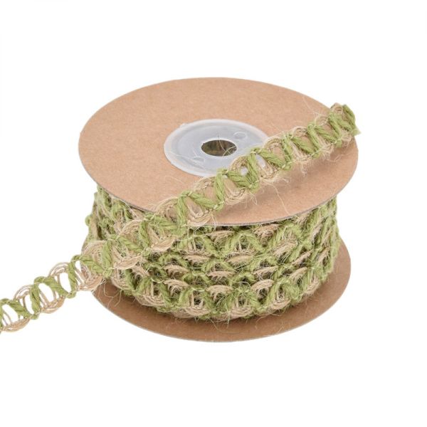 Leaf Dark Green Burlap Ribbon 2mm-15mm*10y Jute Wired Ribbon