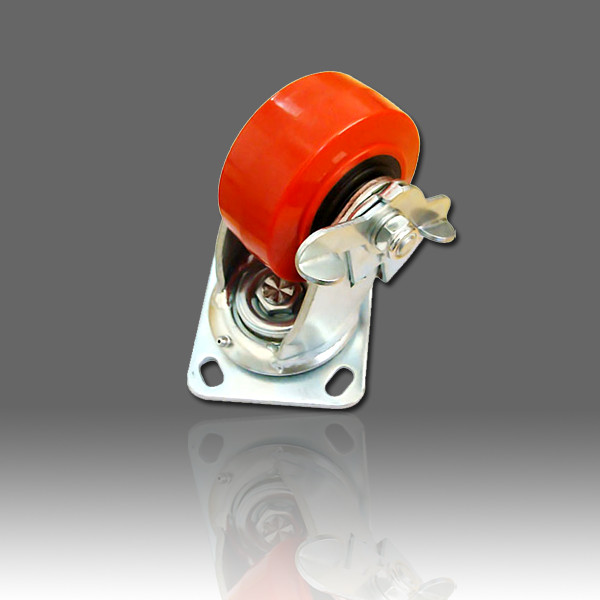 Buy 4"/100mm Heavy duty swivel castor with braked, with Red wheel.MS-W8408HDWB. at wholesale prices