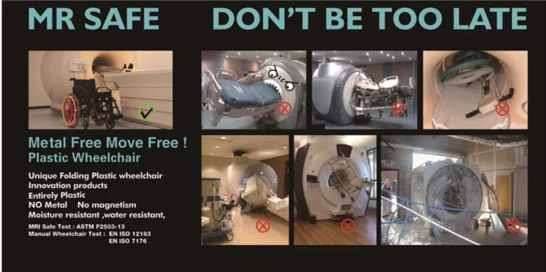 Elderly Patient Mri Wheelchair Folding Non Magnetic