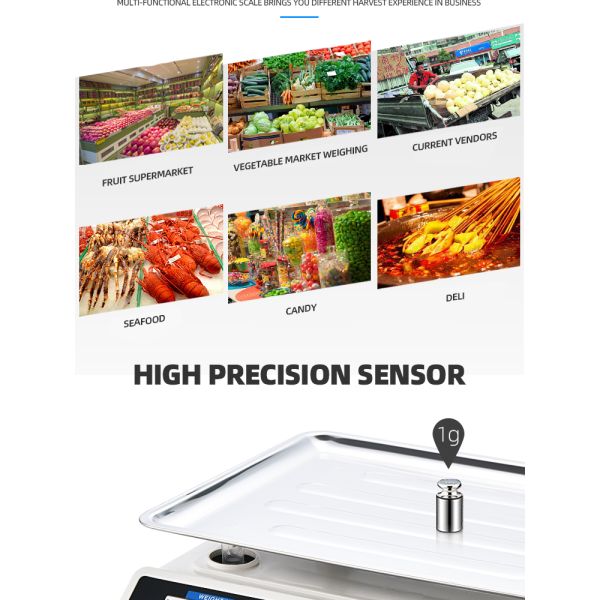 30kg Maximum Weight Recommendation Veidt Weighing ACS-809 Barcode Scale with Label Printing and Supermarket Computing